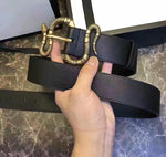 Gucci Leather Belt with Snake Buckle